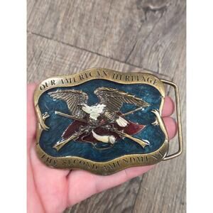 1977 Indiana Metal Craft The Second Amendment Belt Buckle Brass